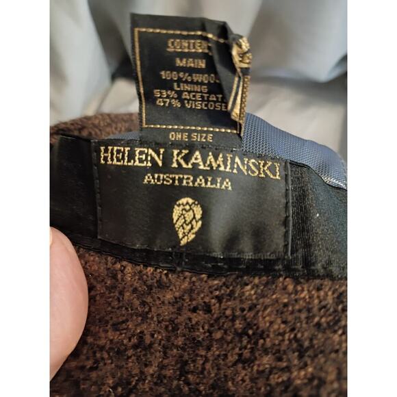 Helen Kaminski Hat 100% Wool With Vintage Brooch Brown main image 7